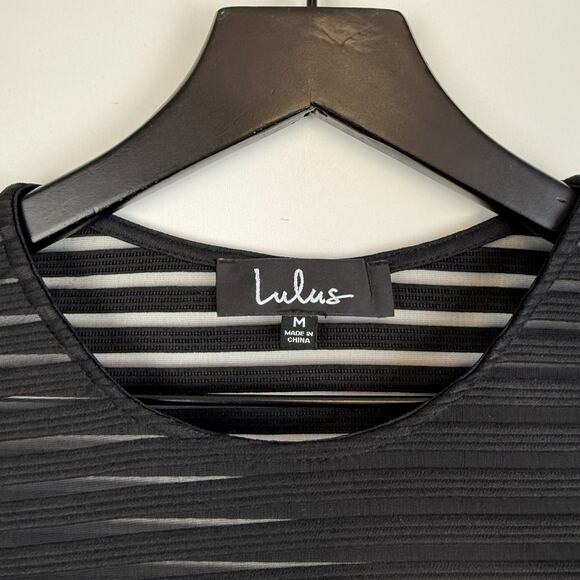 NWT Lulus Perfect Mesh Bodycon Dress 3/4 Sleeve Black - Size M - Picture 4 of 10